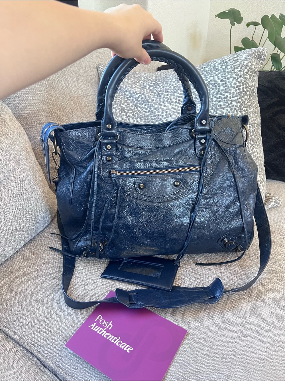 Balenciaga Vintage Le City Velo Navy Blue Leather Satchel Bag - Picture 12 of 12
